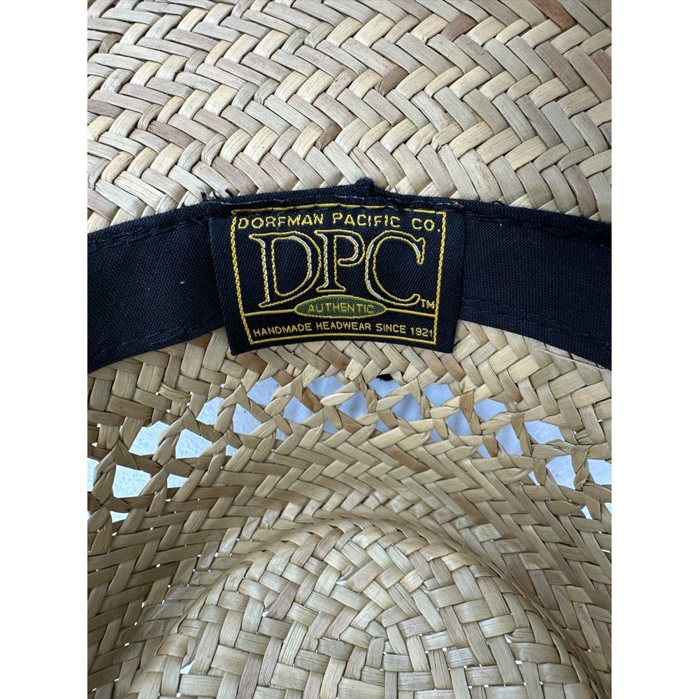 Dorfman Pacific Women's Straw Fedora Hat Black Ribbon Band Wide Brim Summer Sun - Picture 14 of 15